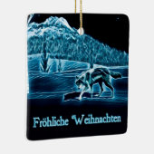 Een wolf op sneeuw - Fröhliche Weihnachten Keramisch Ornament (Rechts)