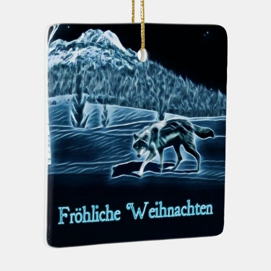 Een wolf op sneeuw - Fröhliche Weihnachten Keramisch Ornament (Rechts)