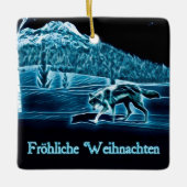 Een wolf op sneeuw - Fröhliche Weihnachten Keramisch Ornament (Voorkant)