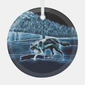 Een wolf op sneeuw glas ornament (Voorkant)