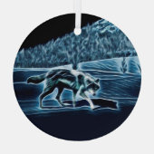 Een wolf op sneeuw glas ornament (Achterkant)