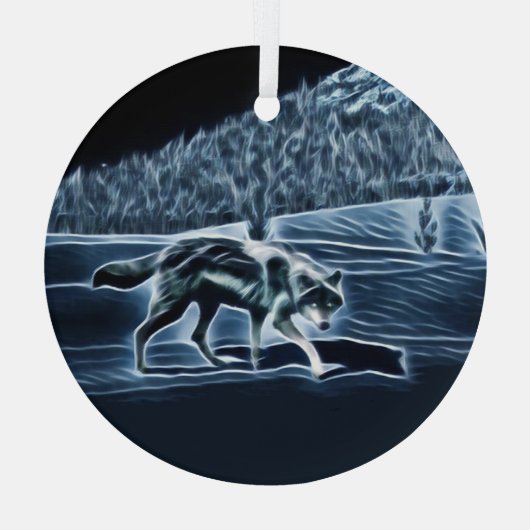 Een wolf op sneeuw glas ornament (Achterkant)