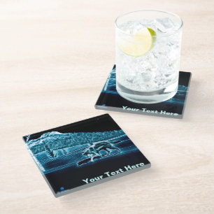 Een wolf op sneeuw glazen onderzetter