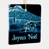 Een wolf op sneeuw - Joyeux noё l Keramisch Ornament (Rechts)