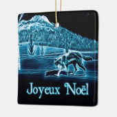 Een wolf op sneeuw - Joyeux noё l Keramisch Ornament (Links)