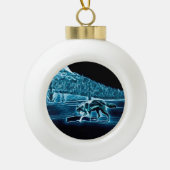Een wolf op sneeuw keramische bal ornament (Voorkant)
