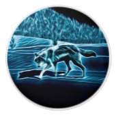 Een wolf op sneeuw keramische knop (Voorkant)