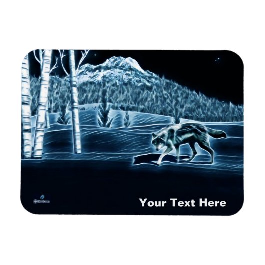 Een wolf op sneeuw magneet (Horizontaal)