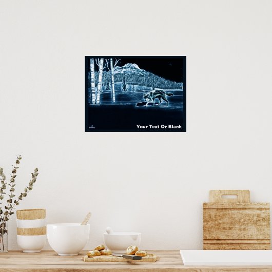 Een wolf op sneeuw poster (Keuken)