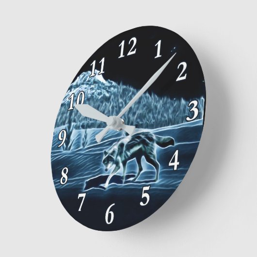 Een wolf op sneeuw ronde klok (Hoek)