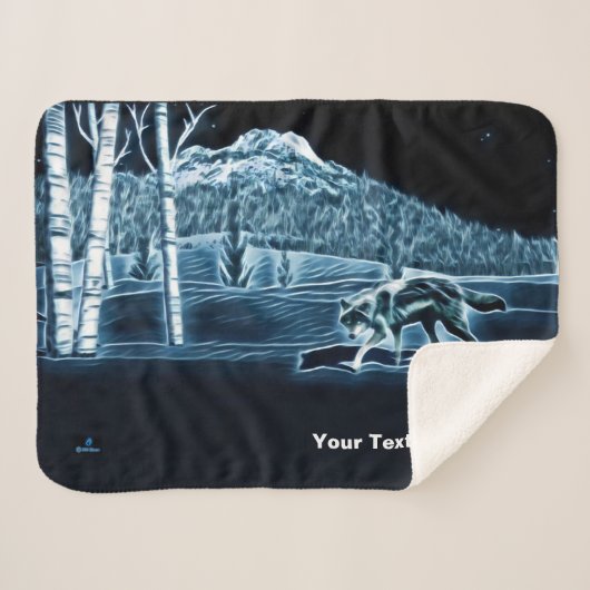 Een wolf op sneeuw sherpa deken (Voorkant (horizontaal))