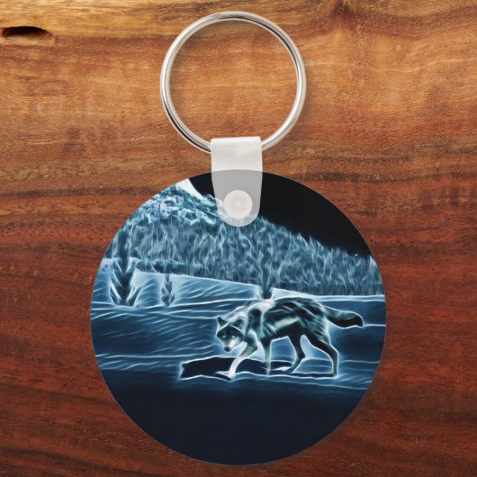 Een wolf op sneeuw sleutelhanger (Voorkant)