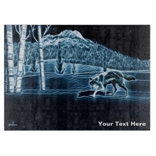 Een wolf op sneeuw snijplank (Voorkant)