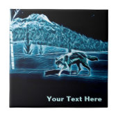 Een wolf op sneeuw tegeltje (Voorkant)