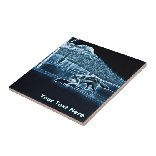 Een wolf op sneeuw tegeltje (Zijkant)