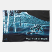 Een wolf op sneeuw theedoek (Horizontaal)