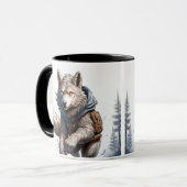 Een wolf passeert de sneeuwvlakte. mok (Voorkant links)