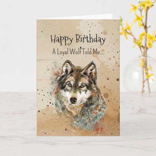 Een wolf persoonlijkheid verjaardag leuk dier kaart (Gele Bloem)