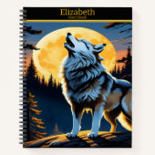 Een wolf sereneert de maan in de rustige nacht notitieboek (Voorkant)