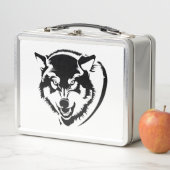 Een wolfskop metalen lunchbox (In situ)