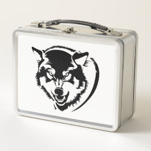 Een wolfskop metalen lunchbox