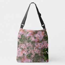 Een wolk van roze Frangipani, schouder Canvas tas