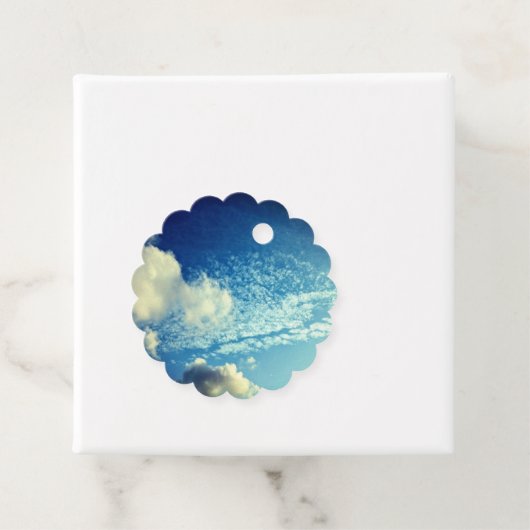 Een wolkenkrabber bedankjes labels (In situ)