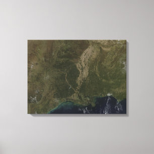 Een wolkenvrij uitzicht van de Verenigde Staten in Canvas Afdruk