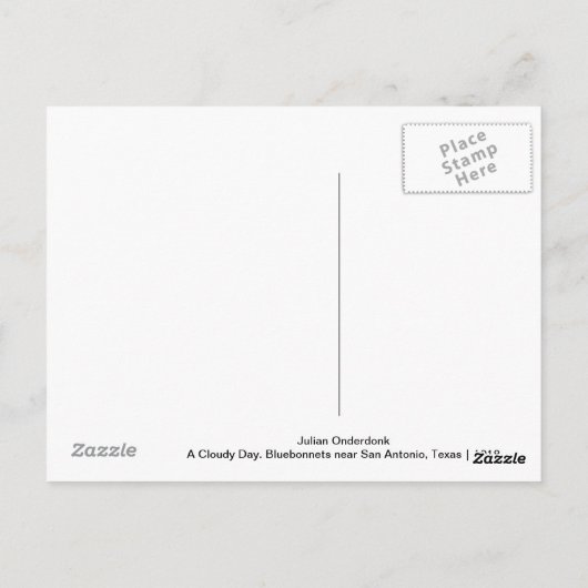 "Een wollige dag blauwbonnetjes nabij San Antonio" Briefkaart (Achterkant)