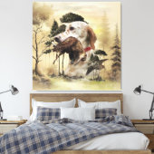 Een Woodcock met de Engelse setter Canvas Afdruk (Insitu (Slaapkamer))