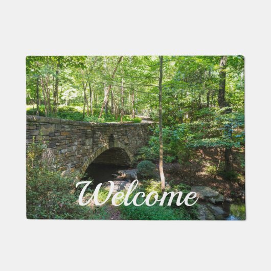 Een Woodlands Walkway Bridge Welkom Doormat Deurmat (Voorkant)