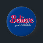 Één woord dat zegt geloof Inspirerend Citaat Ronde Button 5,7 Cm<br><div class="desc">Geloof in jezelf, je zult niet te stoppen zijn. Inspirerend en motivatie prijsopgave en ontwerp van het gezegde met een positief signaal en een levensslogan. Koel-typografie-artikelen voor mensen die op zoek zijn naar één woord dat je houding en goed zicht definieert. Ideaal voor mensen die van grappig sarcastisch citaat houden,...</div>