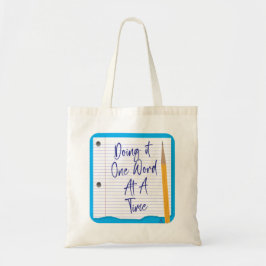 Eén woord per keer Grappige Auteur Art Tote Bag