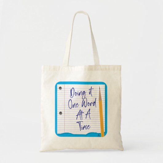 Eén woord per keer Grappige Auteur Art Tote Bag (Voorkant)