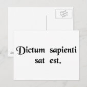 Een woord voor een wijze persoon is voldoende. briefkaart (Voorkant / Achterkant)
