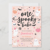 Eén woordy Babe Cute Halloween Ghost 1e verjaardag Kaart (Voorkant)