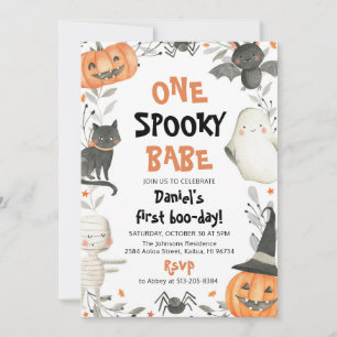 Eén woordy Babe Cute Halloween Ghost 1e verjaardag Kaart