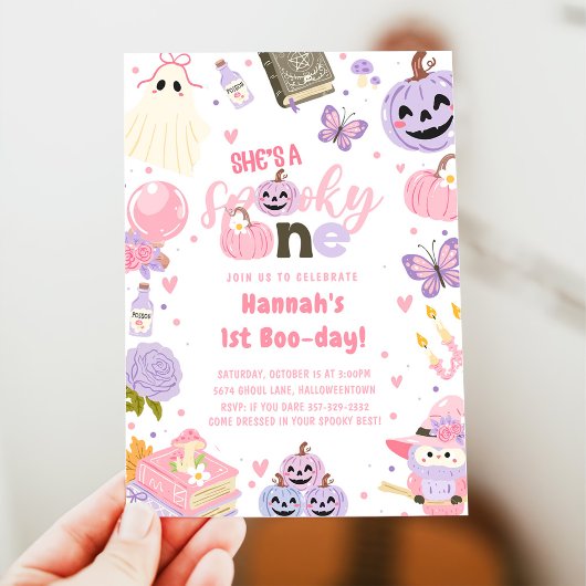 Eén woordy Babe Cute Halloween Ghost 1e verjaardag Kaart