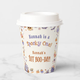 Eén woordy Babe Cute Halloween Ghost 1e verjaardag Papieren Bekers