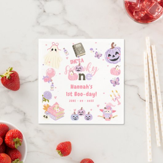 Eén woordy Babe Cute Halloween Ghost 1e verjaardag Servet (Insitu)