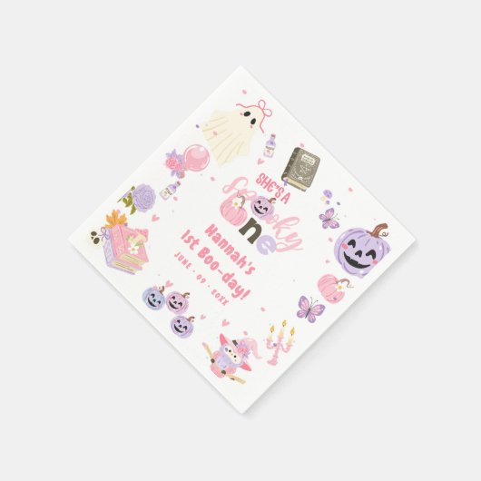 Eén woordy Babe Cute Halloween Ghost 1e verjaardag Servet (Hoek)