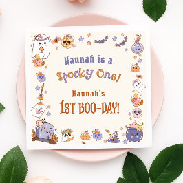 Eén woordy Babe Cute Halloween Ghost 1e verjaardag Servet