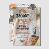 Eén woordy Babe Cute Halloween Ghost 1e verjaardag Vellum Uitnodigingen (Offset (Koppel))