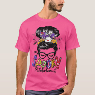 Een woordy Phlebotomist Messy Bun Happy Halloween T-shirt