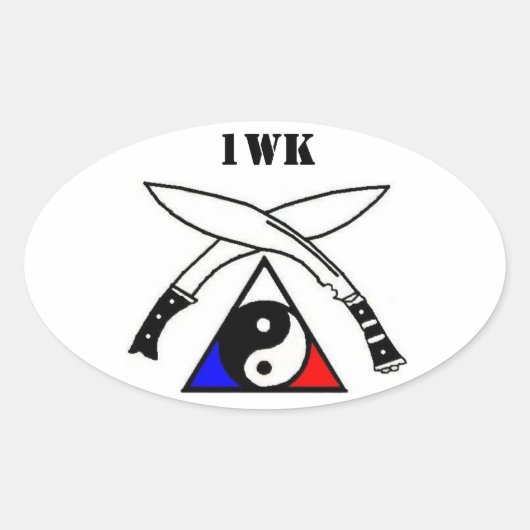 Een World Karate Association Embleem Ovale Sticker (Voorkant)