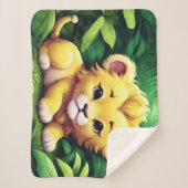 Een Yellow Lion Cub in het Oerwoud Sherpa Deken (Voorkant)