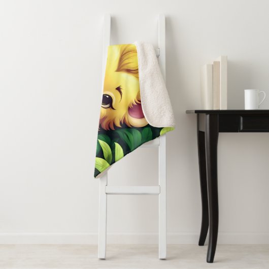 Een Yellow Lion Cub in het Oerwoud Sherpa Deken (In situ)