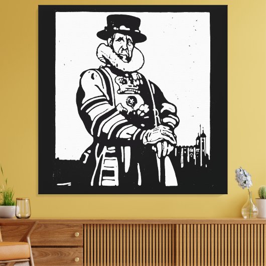 Een Yeoman Warder of Beefeater Canvas Afdruk (Insitu (Woonkamer))