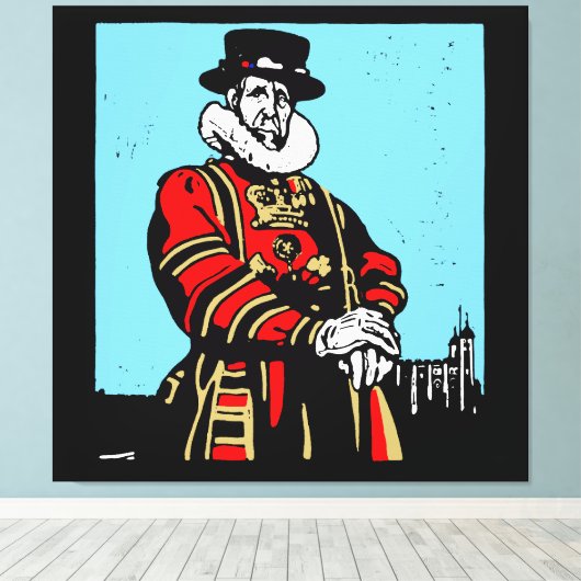 Een Yeoman Warder of Beefeater Canvas Afdruk (Insitu (Houten vloer))