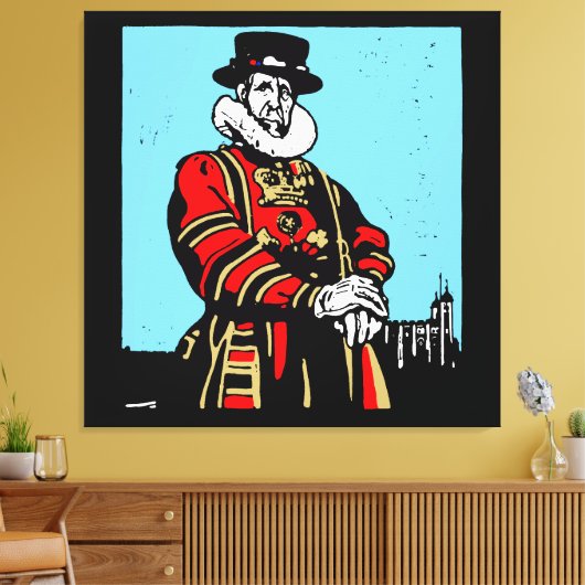 Een Yeoman Warder of Beefeater Canvas Afdruk (Insitu (Woonkamer))